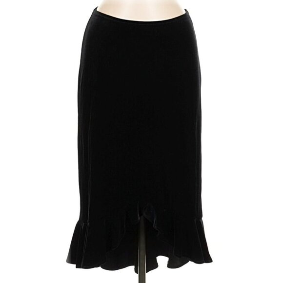 Velvet Skirt Ruffle Asymmetrical Hem 1990s RARE - Picture 1 of 3